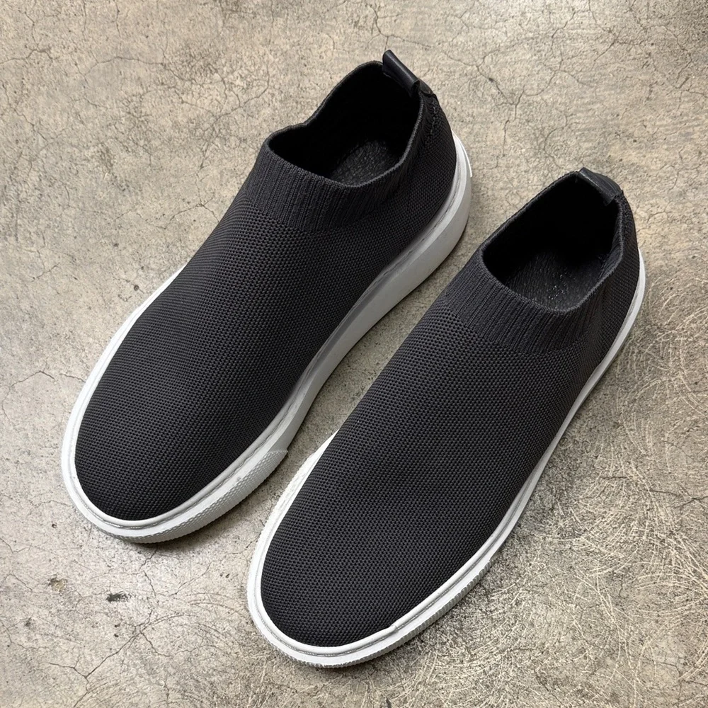 * J Slides Black Platform Slip-On Shoes